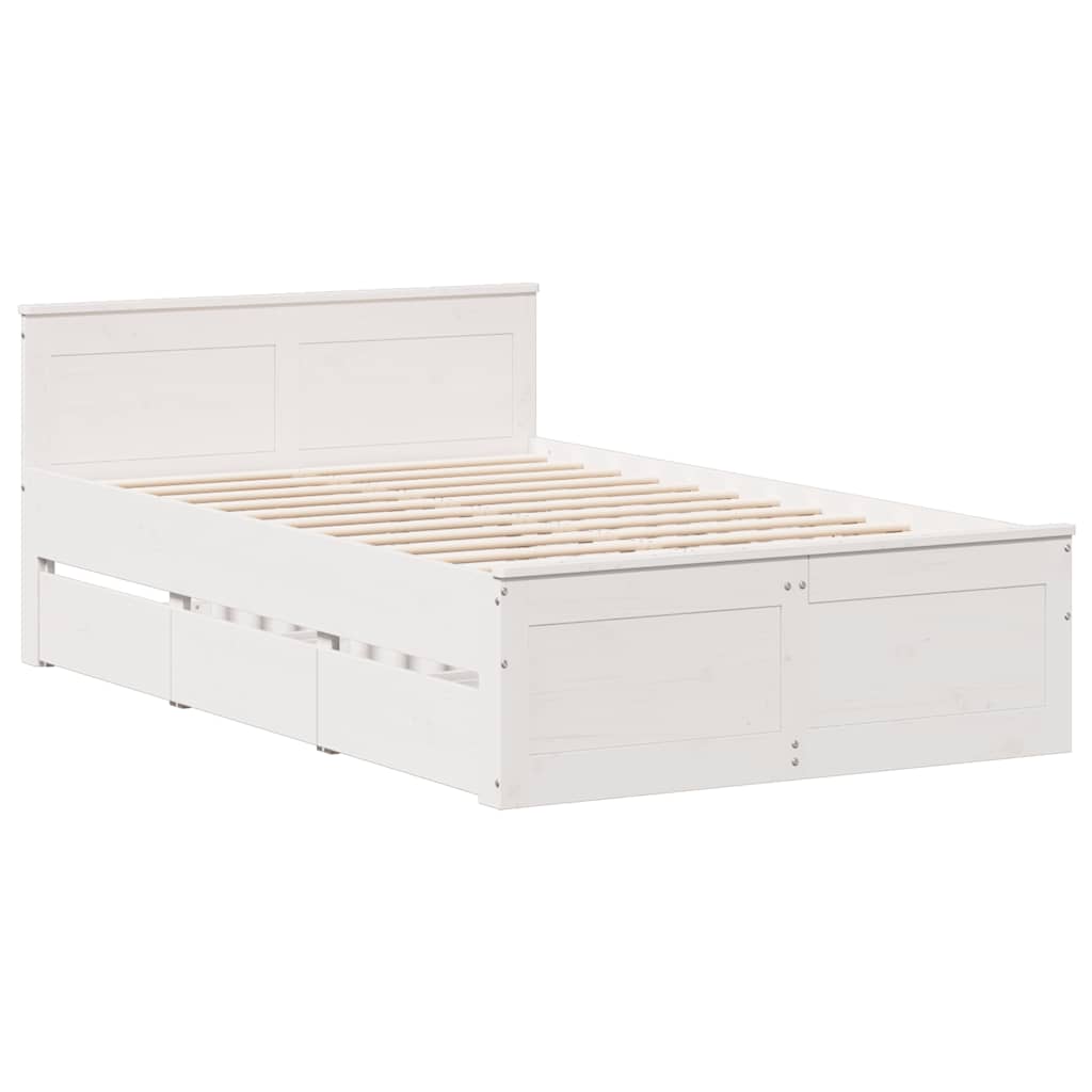 Bedframe zonder matras met hoofdbord grenenhout wit 120x190 cm is nu te koop bij PeponiXL, paradijselijk wonen!
