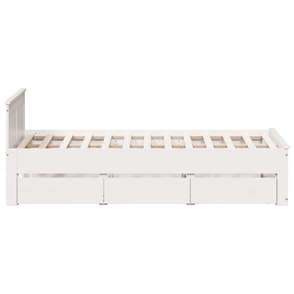Bedframe zonder matras met hoofdbord grenenhout wit 120x190 cm is nu te koop bij PeponiXL, paradijselijk wonen!