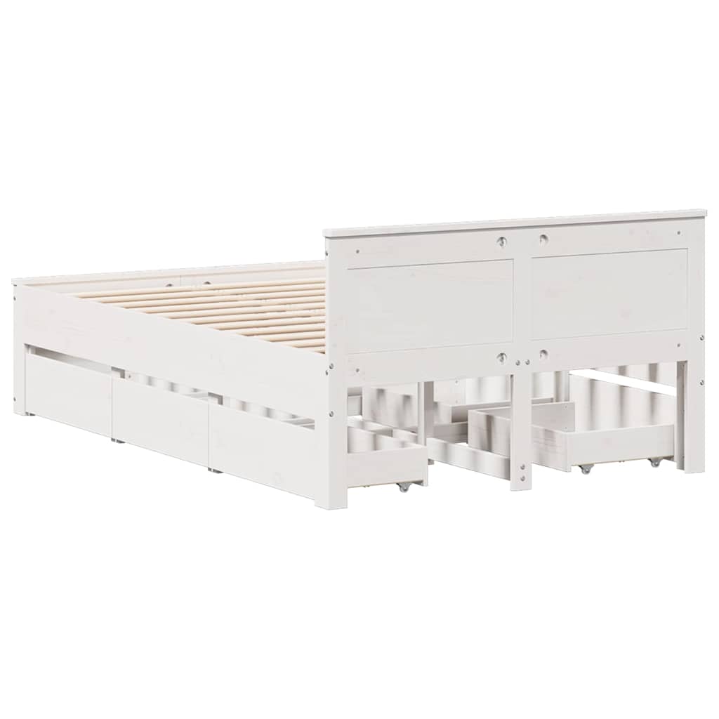 Bedframe zonder matras met hoofdbord grenenhout wit 120x190 cm is nu te koop bij PeponiXL, paradijselijk wonen!