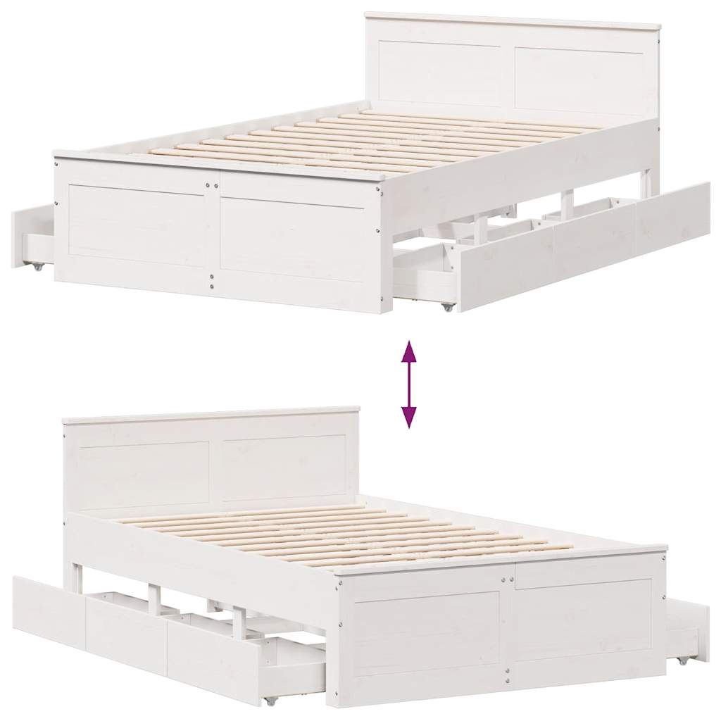 Bedframe zonder matras met hoofdbord grenenhout wit 120x190 cm is nu te koop bij PeponiXL, paradijselijk wonen!