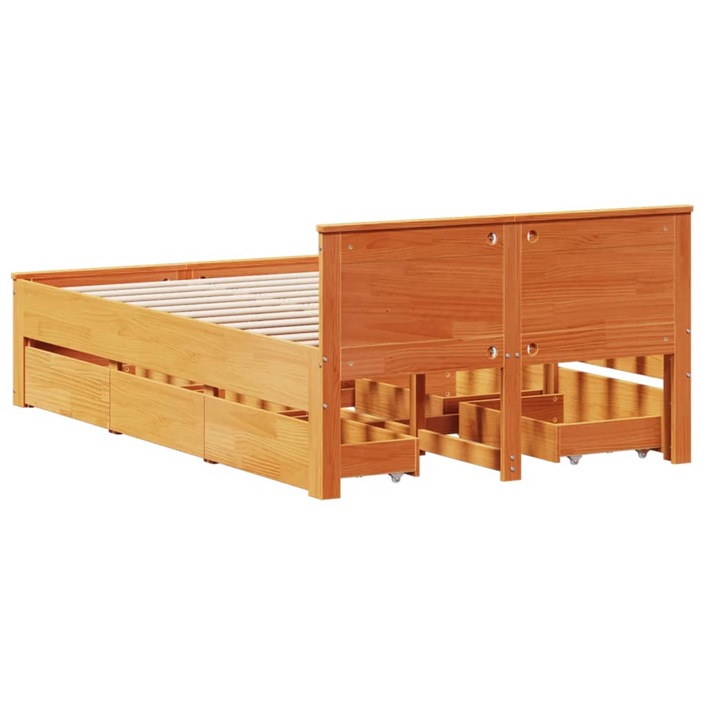 Bedframe zonder matras met hoofdbord hout wasbruin 120x190 cm is nu te koop bij PeponiXL, paradijselijk wonen!