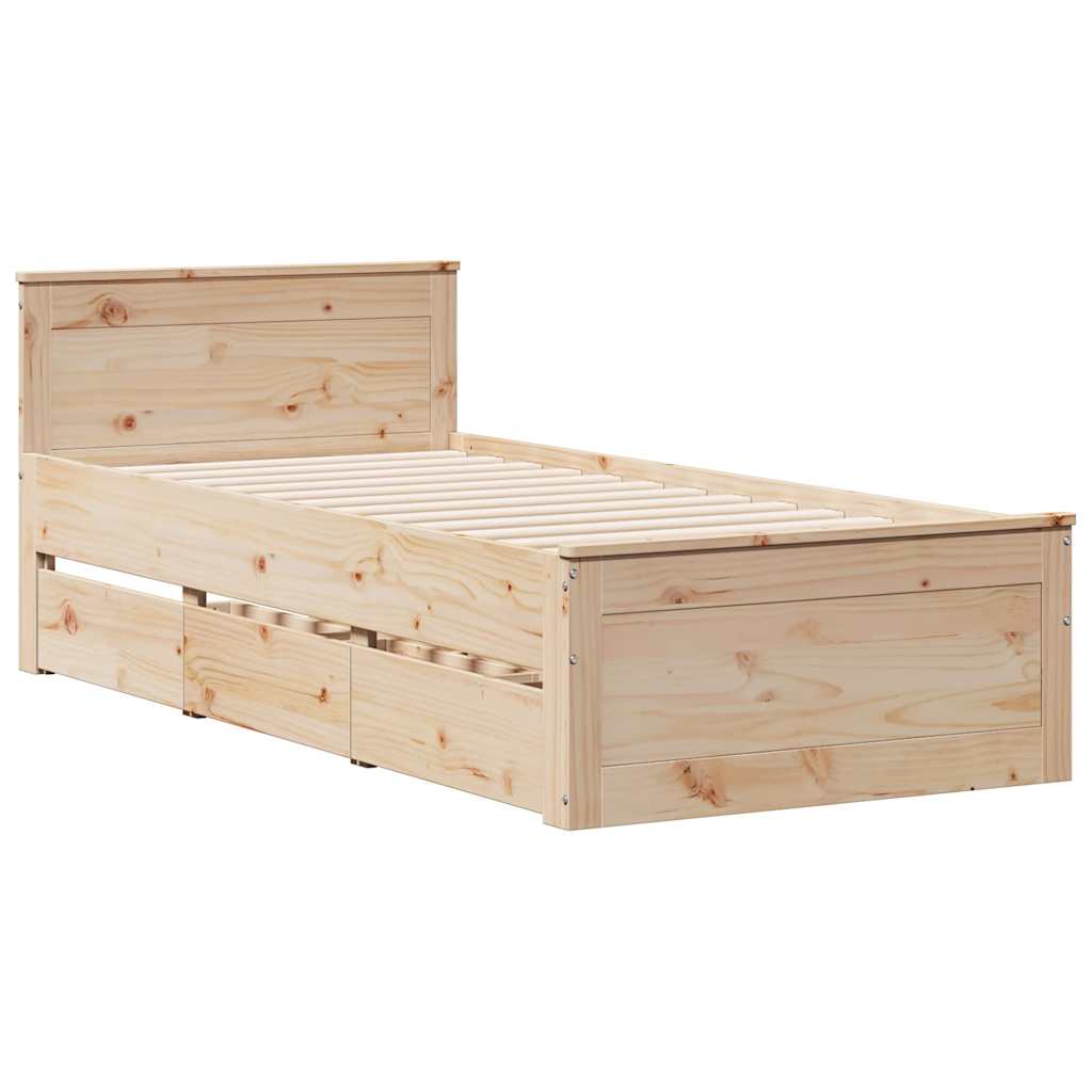 Bedframe zonder matras met hoofdbord grenenhout 90x190 cm is nu te koop bij PeponiXL, paradijselijk wonen!