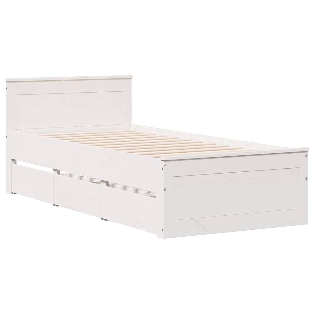 Bedframe met hoofdbord zonder matras grenenhout wit 90x190 cm is nu te koop bij PeponiXL, paradijselijk wonen!