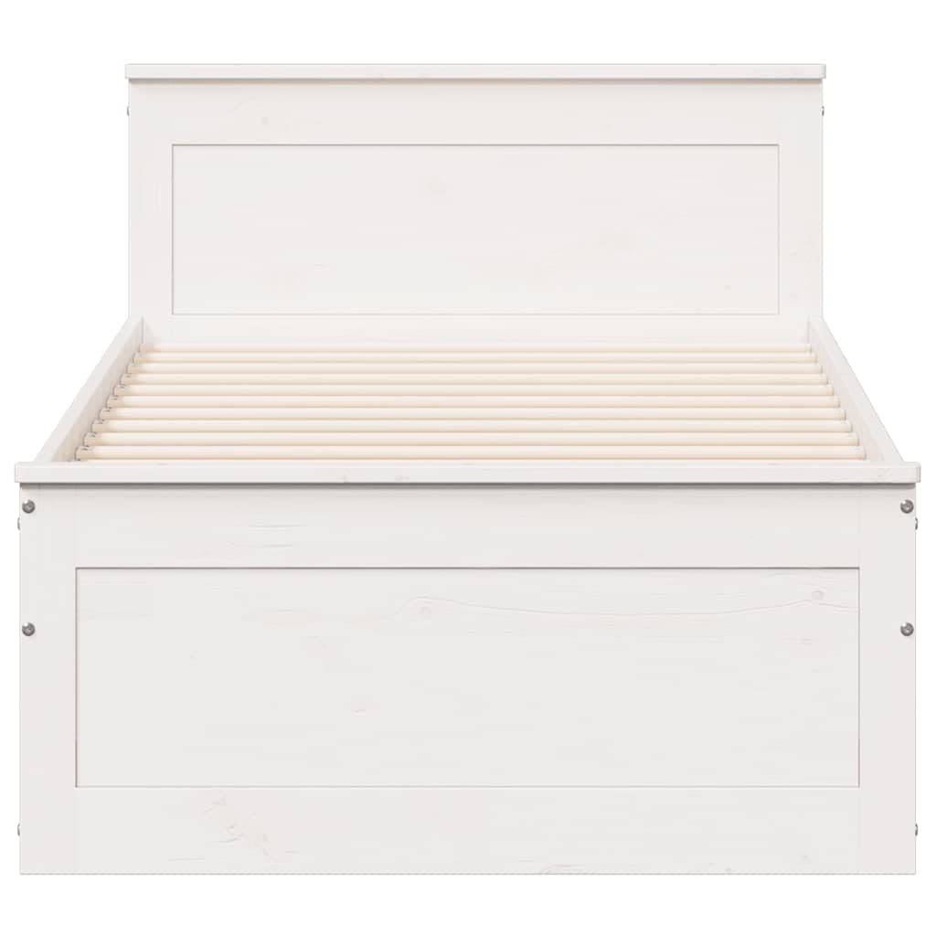 Bedframe met hoofdbord zonder matras grenenhout wit 90x190 cm is nu te koop bij PeponiXL, paradijselijk wonen!