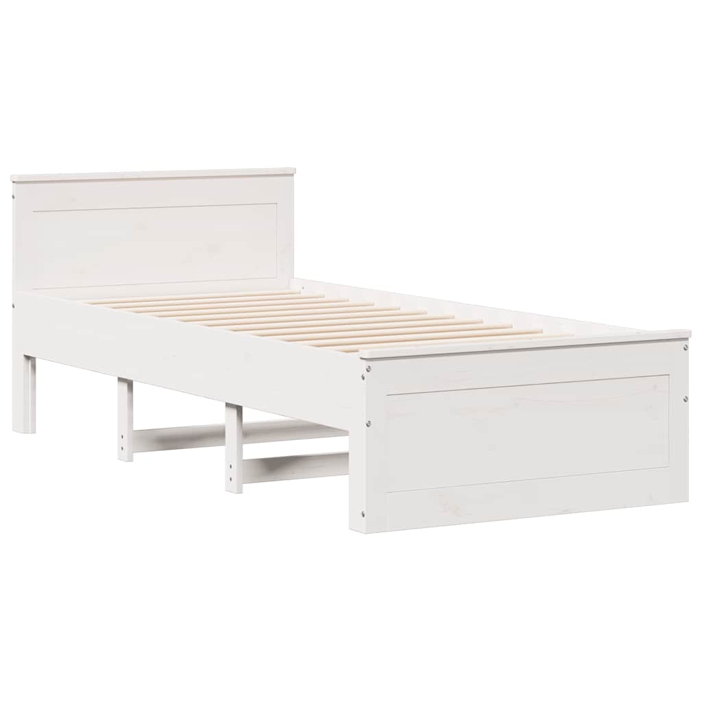 Bedframe met hoofdbord zonder matras grenenhout wit 90x190 cm is nu te koop bij PeponiXL, paradijselijk wonen!