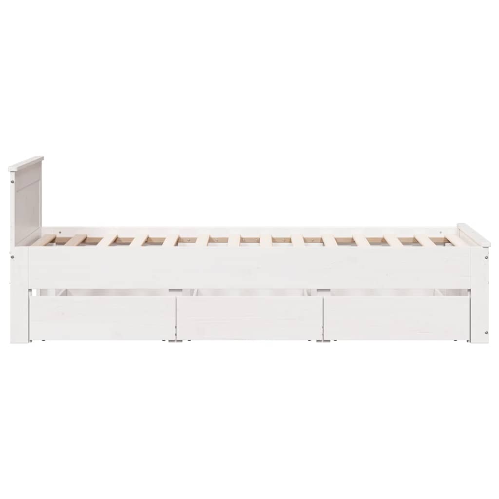 Bedframe met hoofdbord zonder matras grenenhout wit 90x190 cm is nu te koop bij PeponiXL, paradijselijk wonen!