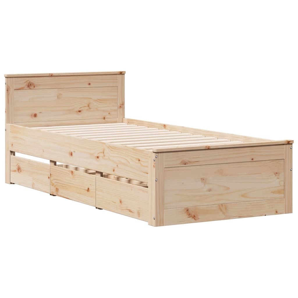 Bedframe met hoofdbord zonder matras grenenhout 75x190 cm is nu te koop bij PeponiXL, paradijselijk wonen!