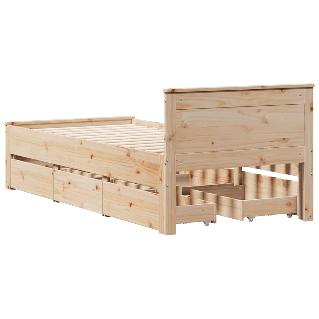 Bedframe met hoofdbord zonder matras grenenhout 75x190 cm is nu te koop bij PeponiXL, paradijselijk wonen!