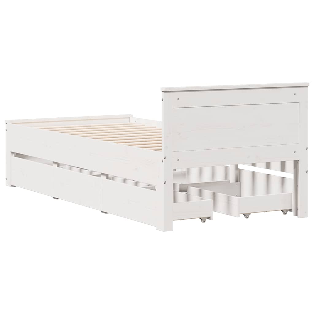 Bedframe met hoofdbord zonder matras grenenhout wit 75x190 cm is nu te koop bij PeponiXL, paradijselijk wonen!