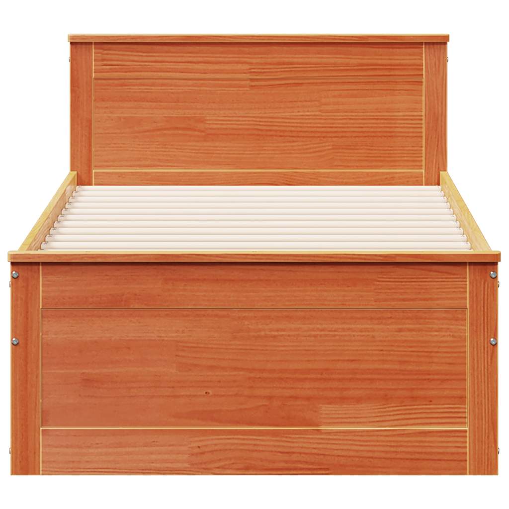 Bedframe met hoofdbord zonder matras hout wasbruin 75x190 cm is nu te koop bij PeponiXL, paradijselijk wonen!