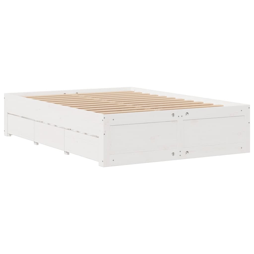 Bedframe zonder matras met lades grenenhout wit 150x200 cm is nu te koop bij PeponiXL, paradijselijk wonen!