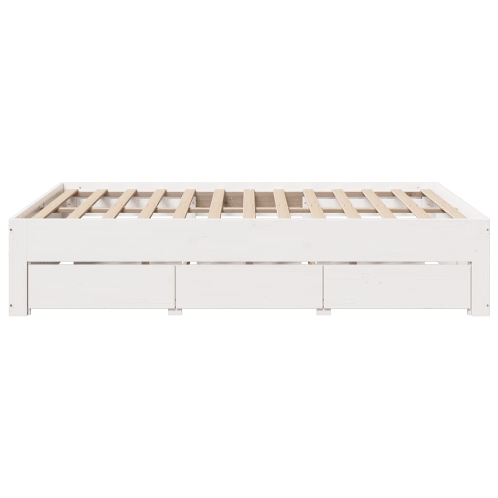 Bedframe zonder matras met lades grenenhout wit 150x200 cm is nu te koop bij PeponiXL, paradijselijk wonen!