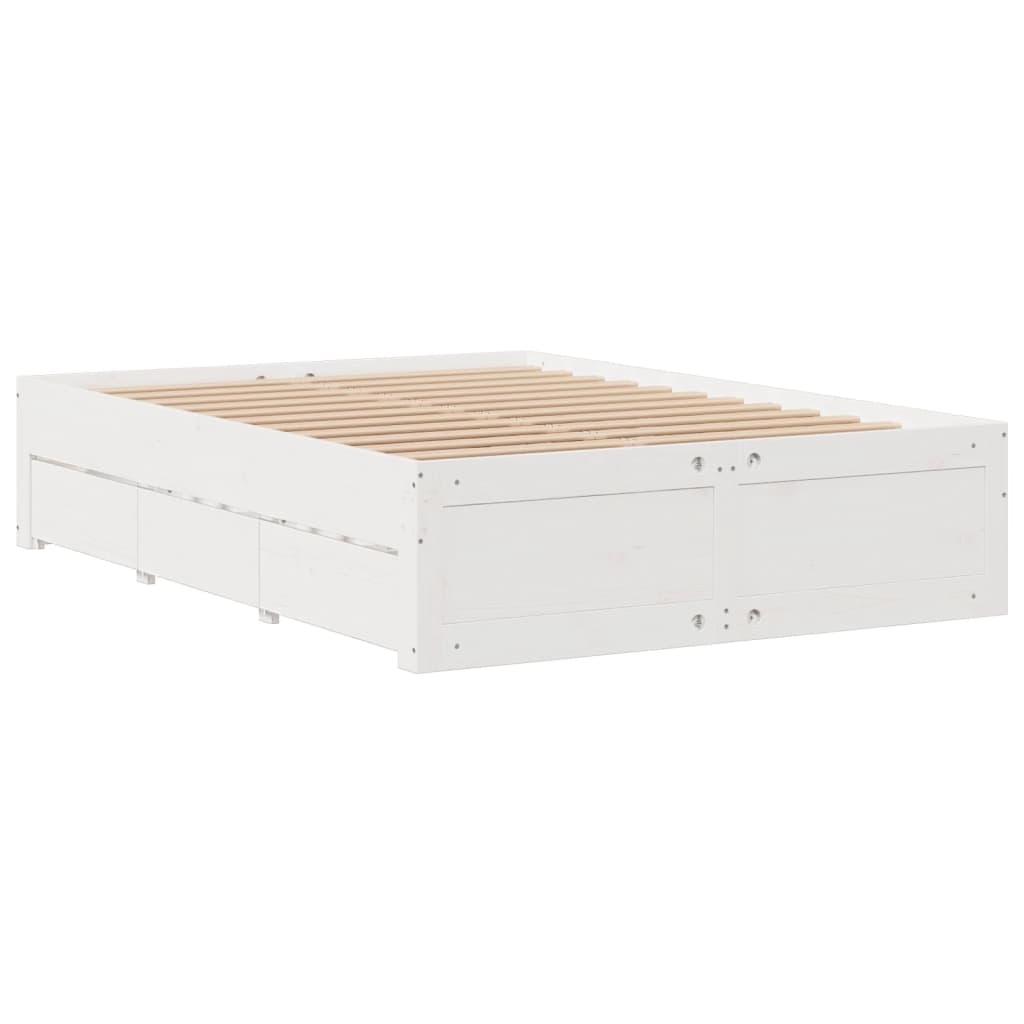 Bedframe zonder matras met lades grenenhout wit 140x200 cm is nu te koop bij PeponiXL, paradijselijk wonen!