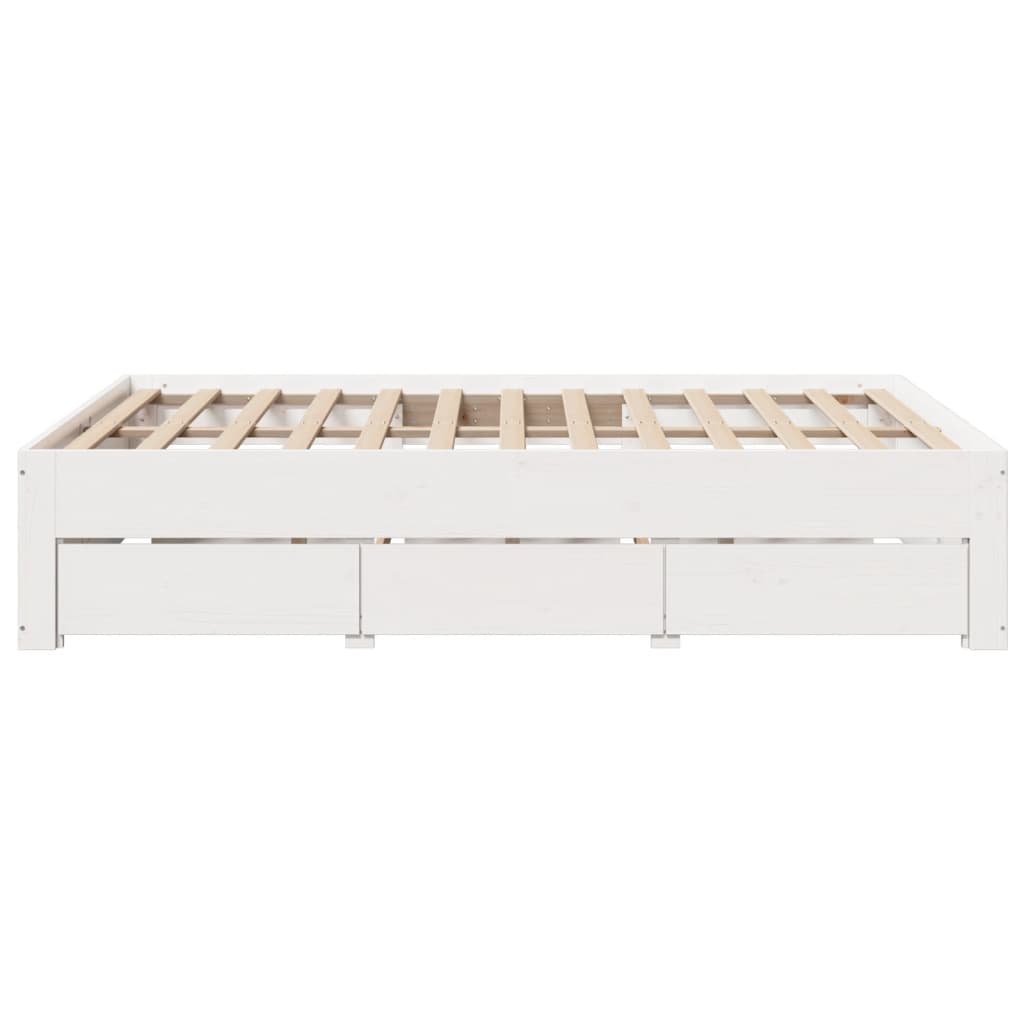 Bedframe zonder matras met lades grenenhout wit 140x200 cm is nu te koop bij PeponiXL, paradijselijk wonen!