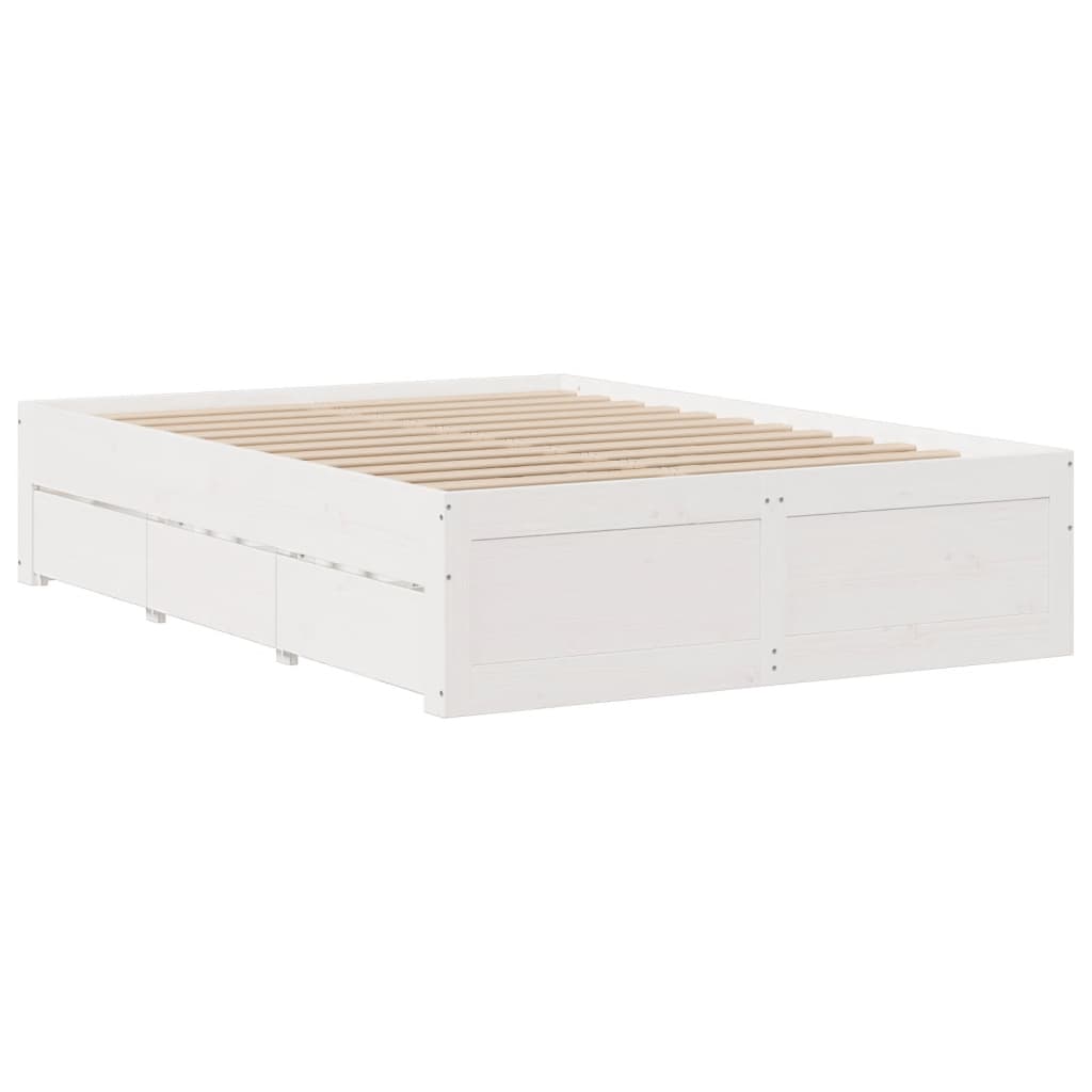 Bedframe zonder matras met lades grenenhout wit 140x200 cm is nu te koop bij PeponiXL, paradijselijk wonen!