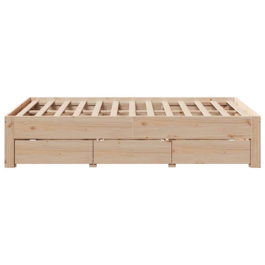 Bedframe zonder matras met lades massief grenenhout 135x190 cm is nu te koop bij PeponiXL, paradijselijk wonen!