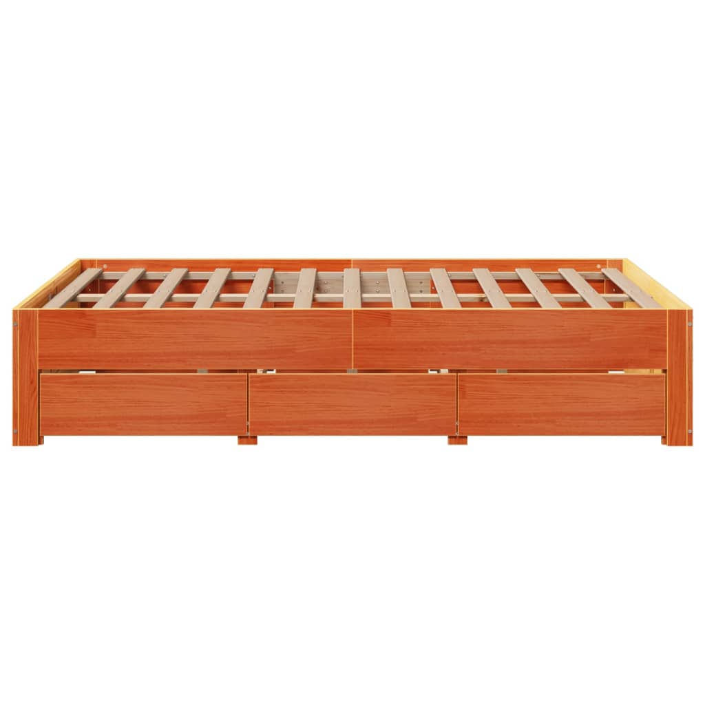 Bedframe zonder matras met lades grenenhout wasbruin 120x190 cm is nu te koop bij PeponiXL, paradijselijk wonen!