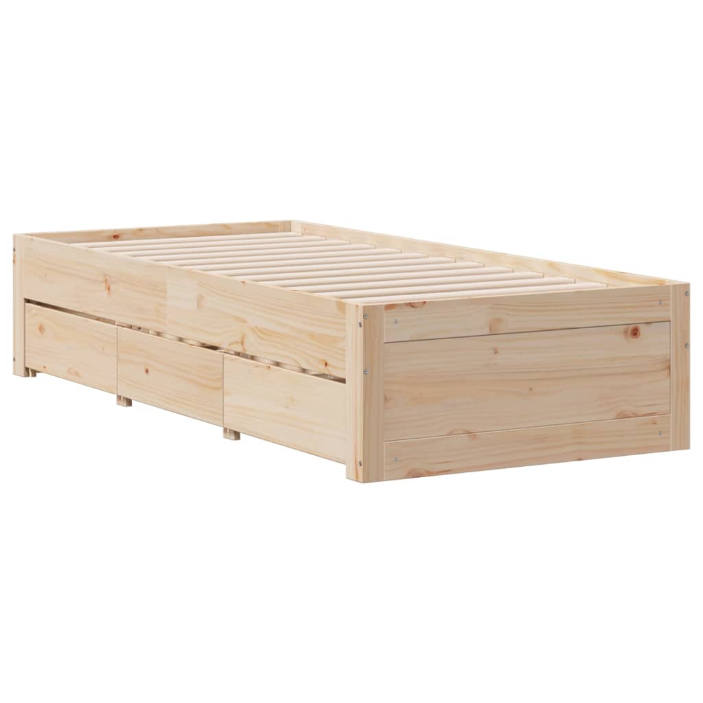 Bedframe zonder matras met lades massief grenenhout 75x190 cm is nu te koop bij PeponiXL, paradijselijk wonen!