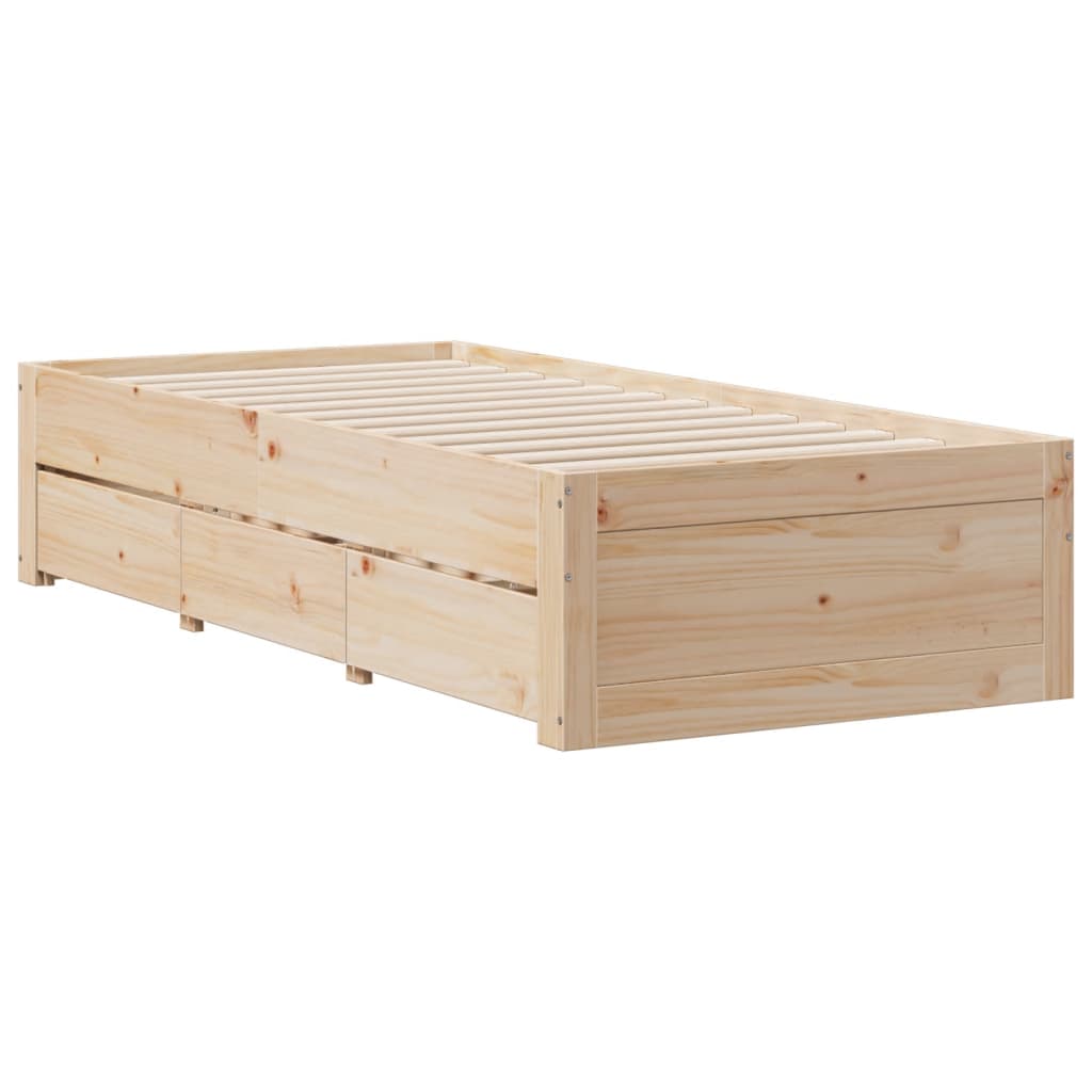 Bedframe zonder matras met lades massief grenenhout 75x190 cm is nu te koop bij PeponiXL, paradijselijk wonen!