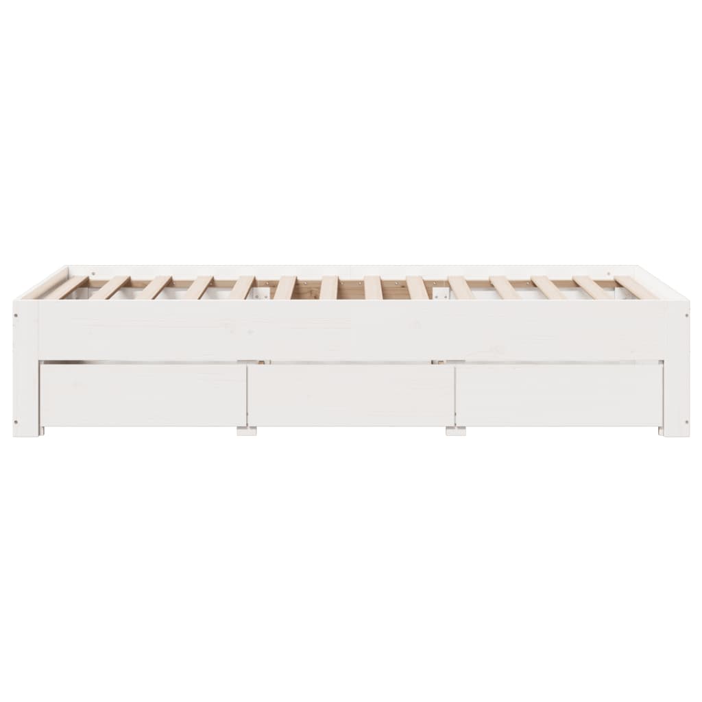 Bedframe zonder matras met lades grenenhout wit 75x190 cm is nu te koop bij PeponiXL, paradijselijk wonen!