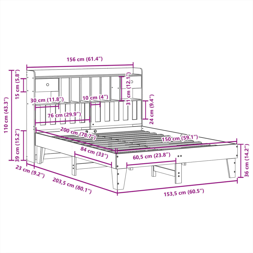 Bedframe zonder matras massief grenenhout wit 150x200 cm is nu te koop bij PeponiXL, paradijselijk wonen!