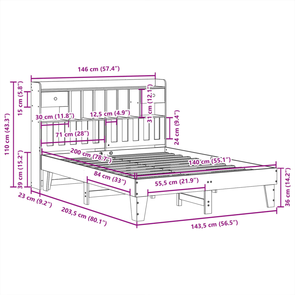 Bedframe zonder matras massief grenenhout wit 140x200 cm is nu te koop bij PeponiXL, paradijselijk wonen!