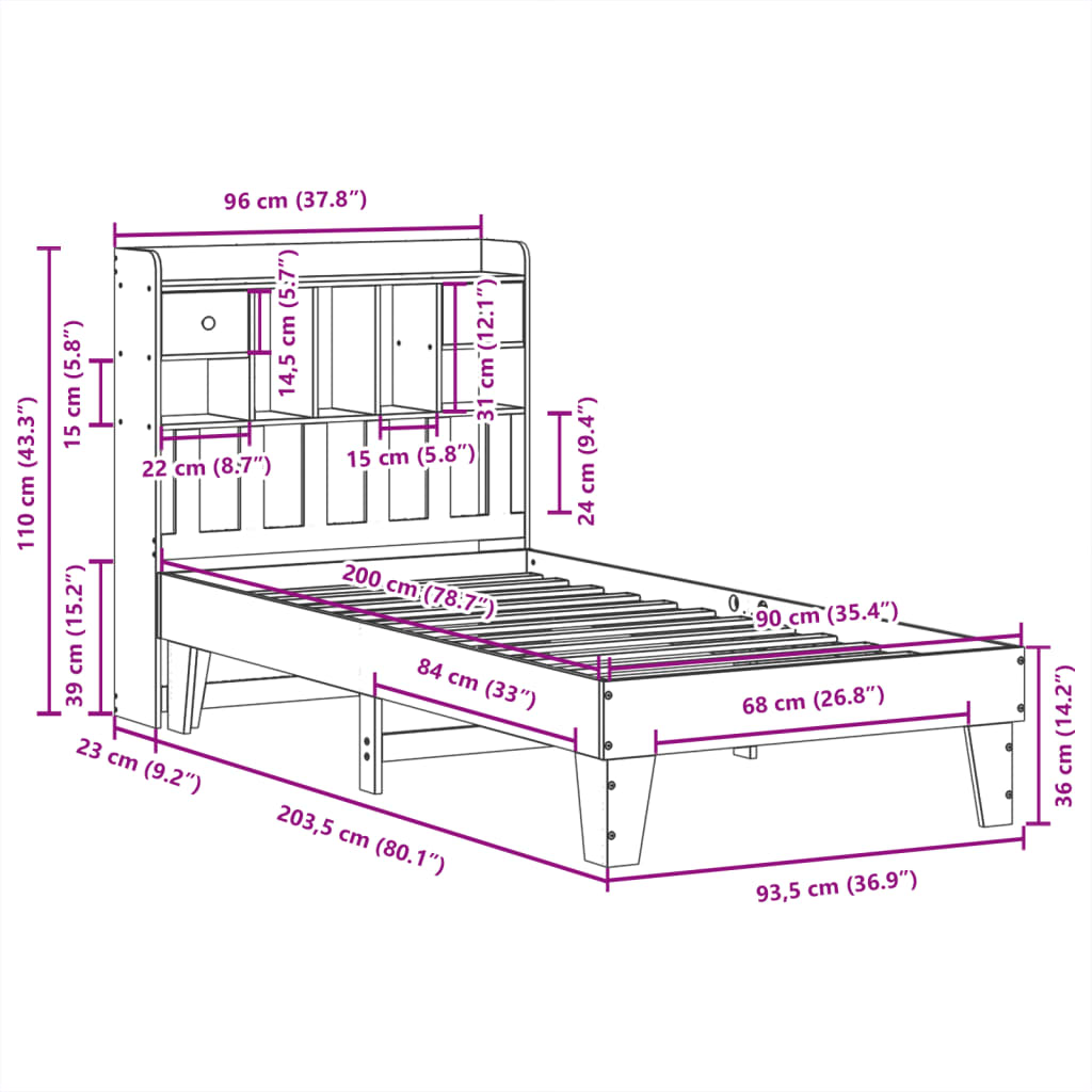 Bedframe zonder matras massief grenenhout 90x200 cm is nu te koop bij PeponiXL, paradijselijk wonen!