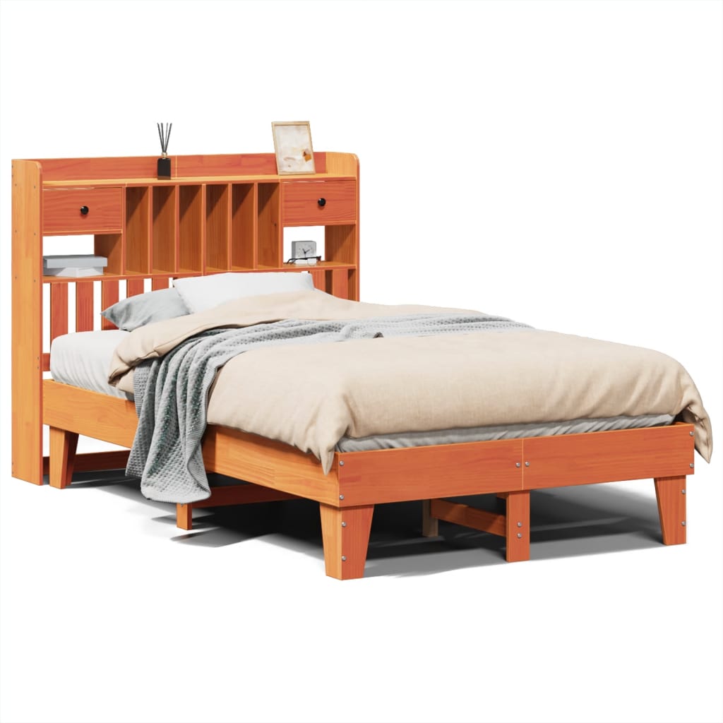 Bedframe zonder matras massief grenenhout wasbruin 135x190 cm is nu te koop bij PeponiXL, paradijselijk wonen!