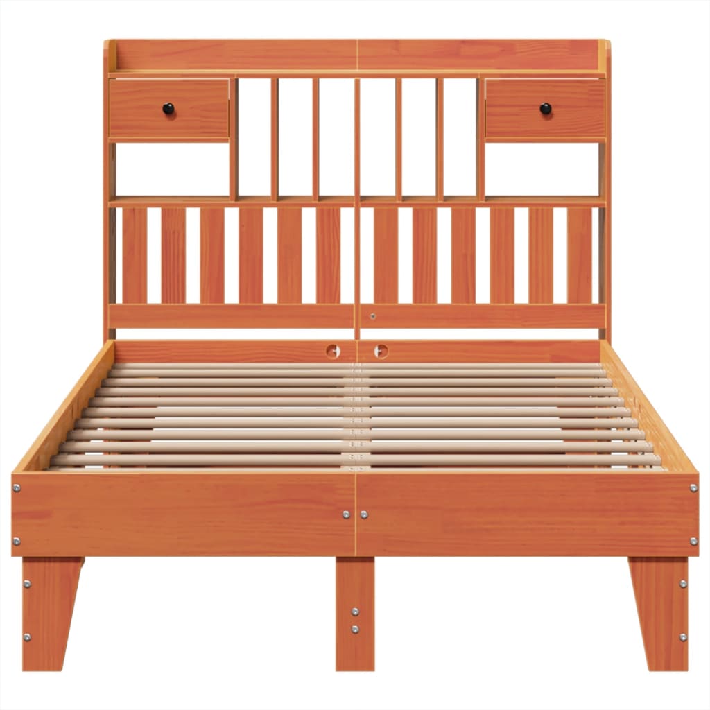 Bedframe zonder matras massief grenenhout wasbruin 135x190 cm is nu te koop bij PeponiXL, paradijselijk wonen!