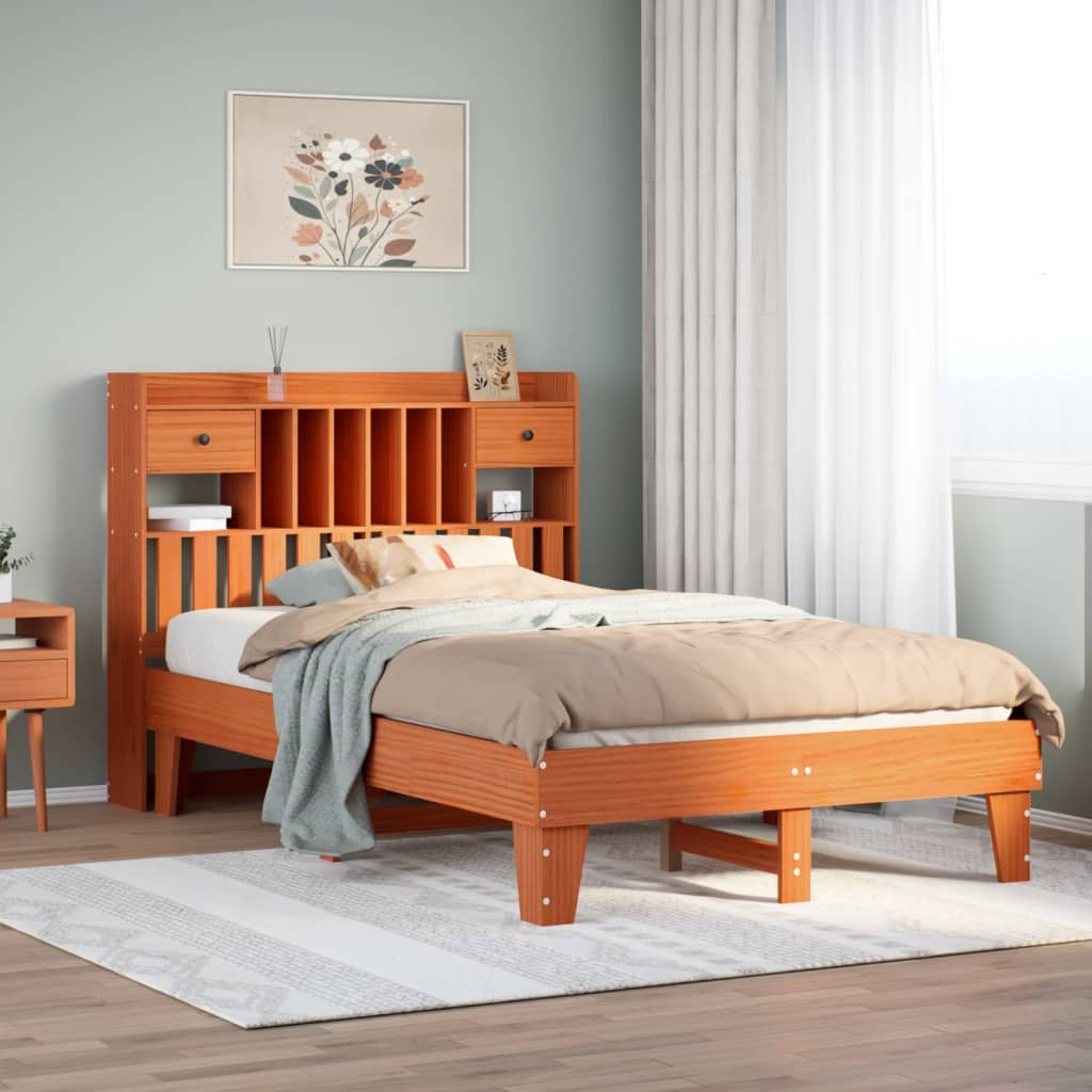 Bedframe zonder matras massief grenenhout wasbruin 135x190 cm is nu te koop bij PeponiXL, paradijselijk wonen!