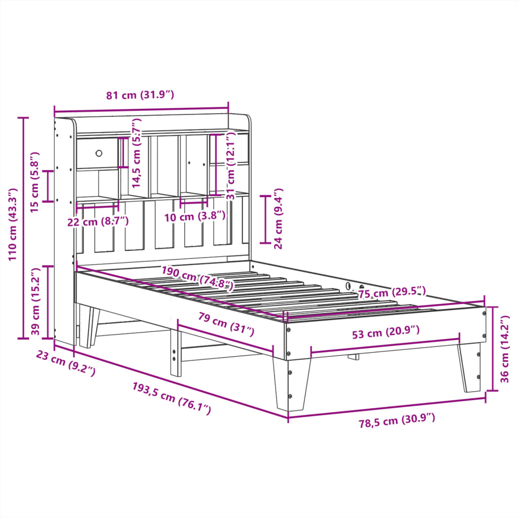 Bedframe zonder matras massief grenenhout wit 75x190 cm is nu te koop bij PeponiXL, paradijselijk wonen!