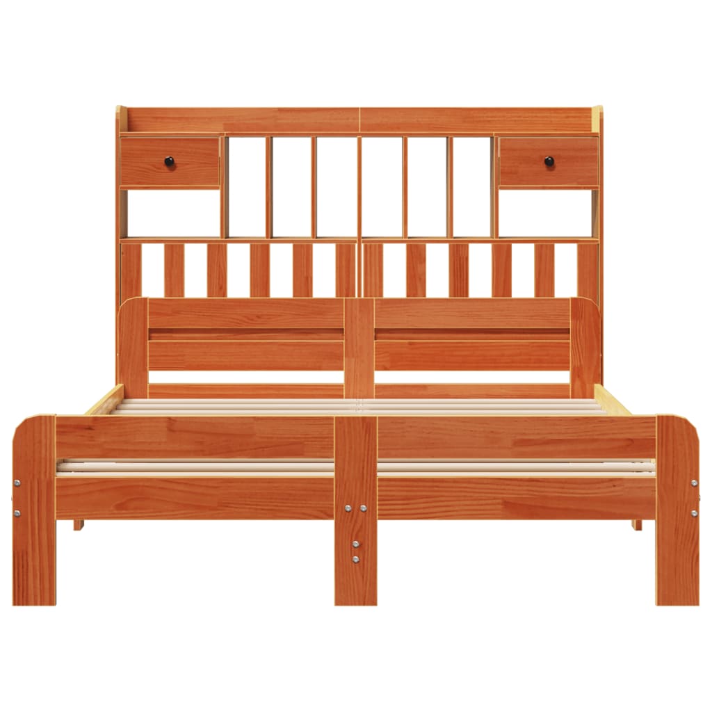 Bed met boekenkast zonder matras grenenhout wasbruin 160x200 cm is nu te koop bij PeponiXL, paradijselijk wonen!