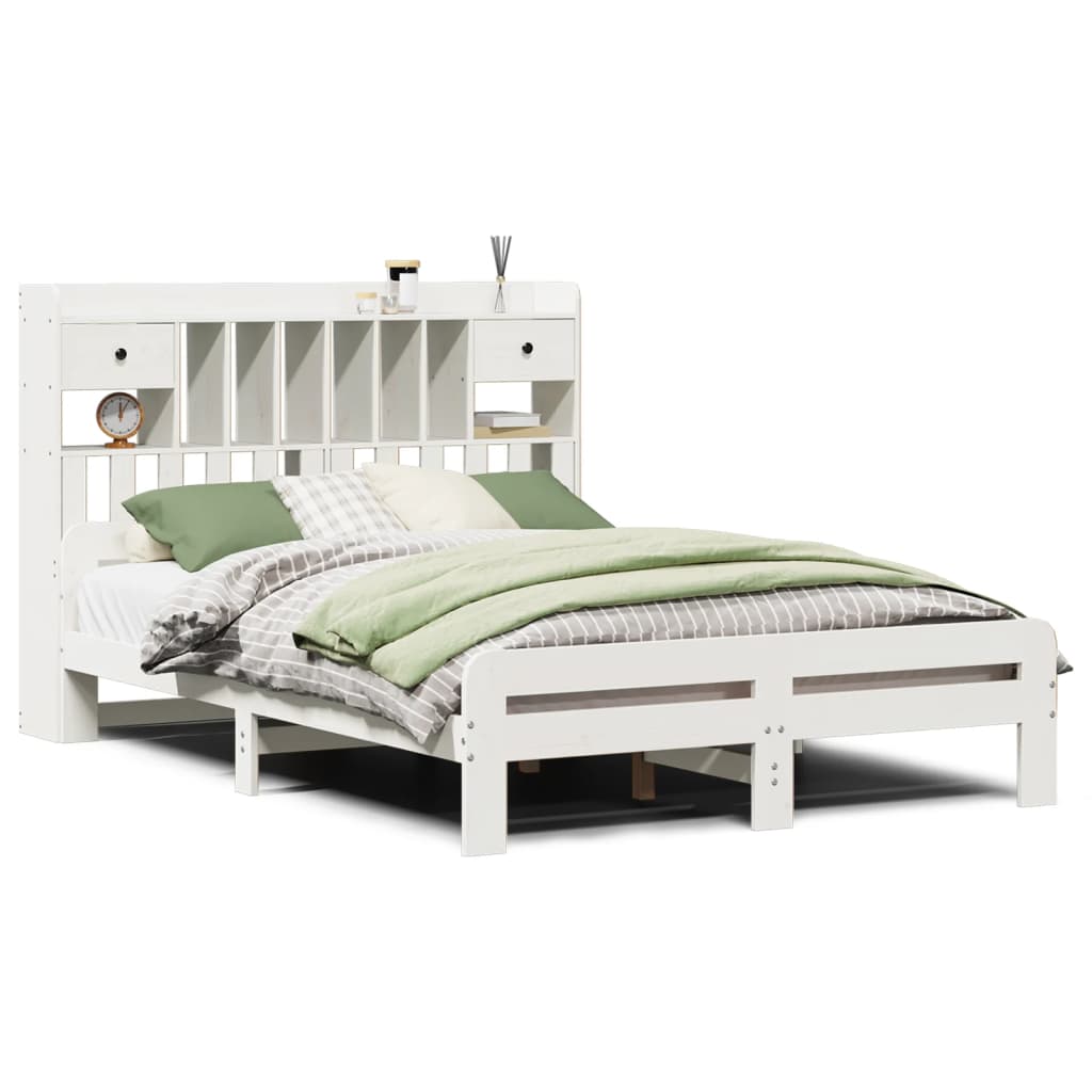 Bed met boekenkast zonder matras grenenhout wit 150x200 cm is nu te koop bij PeponiXL, paradijselijk wonen!