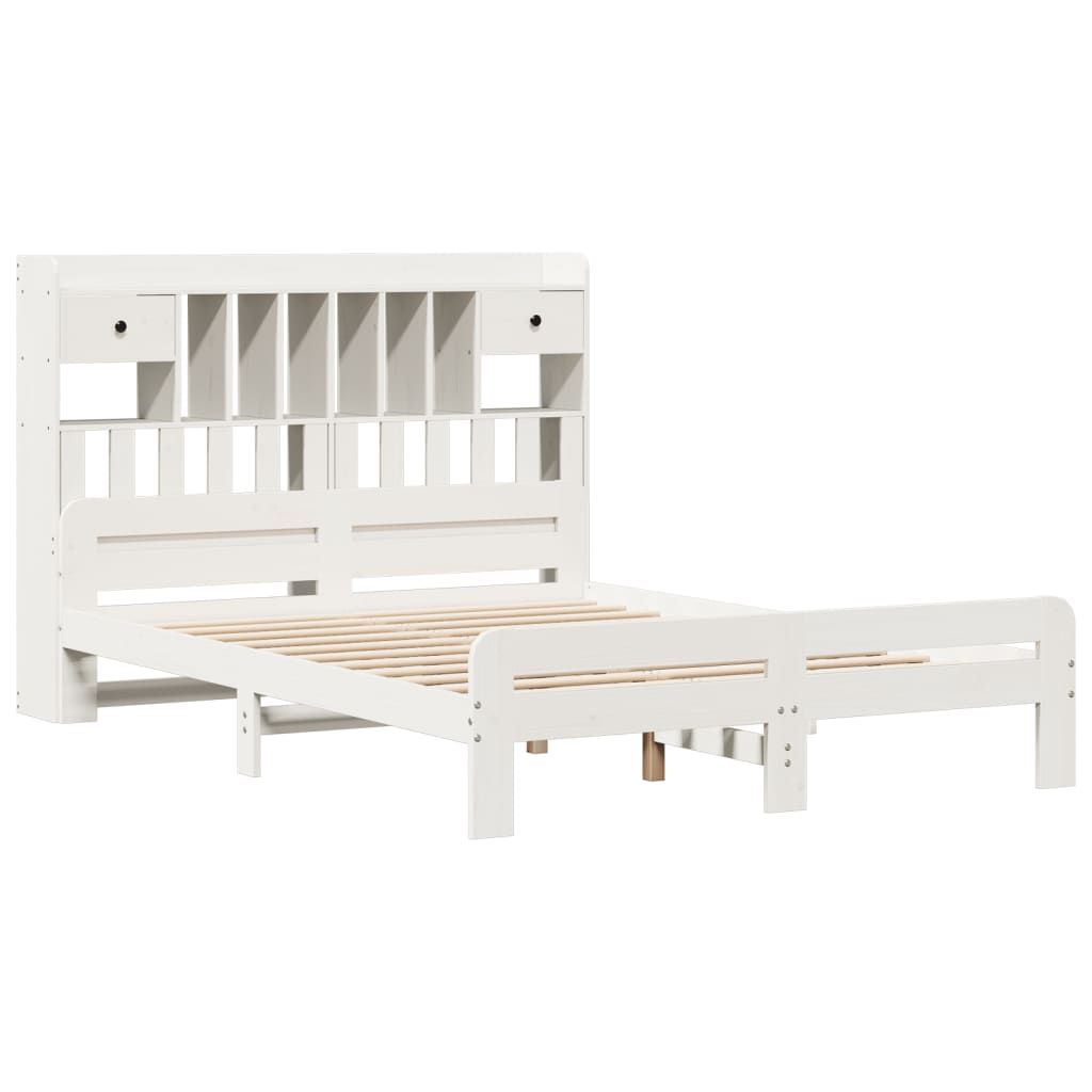 Bed met boekenkast zonder matras grenenhout wit 150x200 cm is nu te koop bij PeponiXL, paradijselijk wonen!