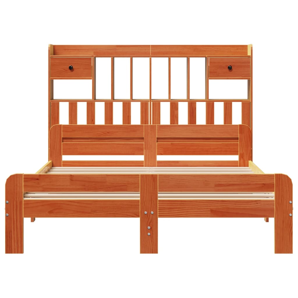 Bed met boekenkast zonder matras grenenhout wasbruin 150x200 cm is nu te koop bij PeponiXL, paradijselijk wonen!