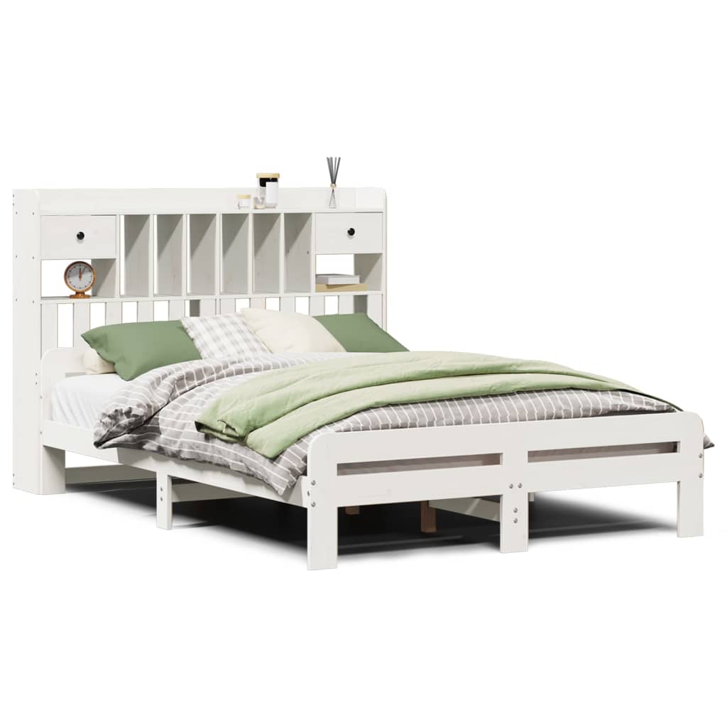 Bed met boekenkast zonder matras grenenhout wit 140x200 cm is nu te koop bij PeponiXL, paradijselijk wonen!