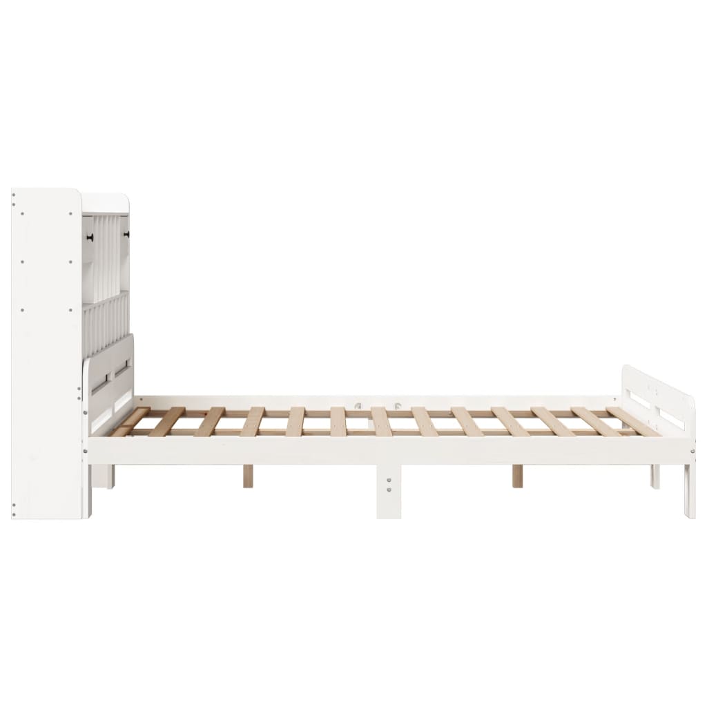 Bed met boekenkast zonder matras grenenhout wit 140x190 cm is nu te koop bij PeponiXL, paradijselijk wonen!