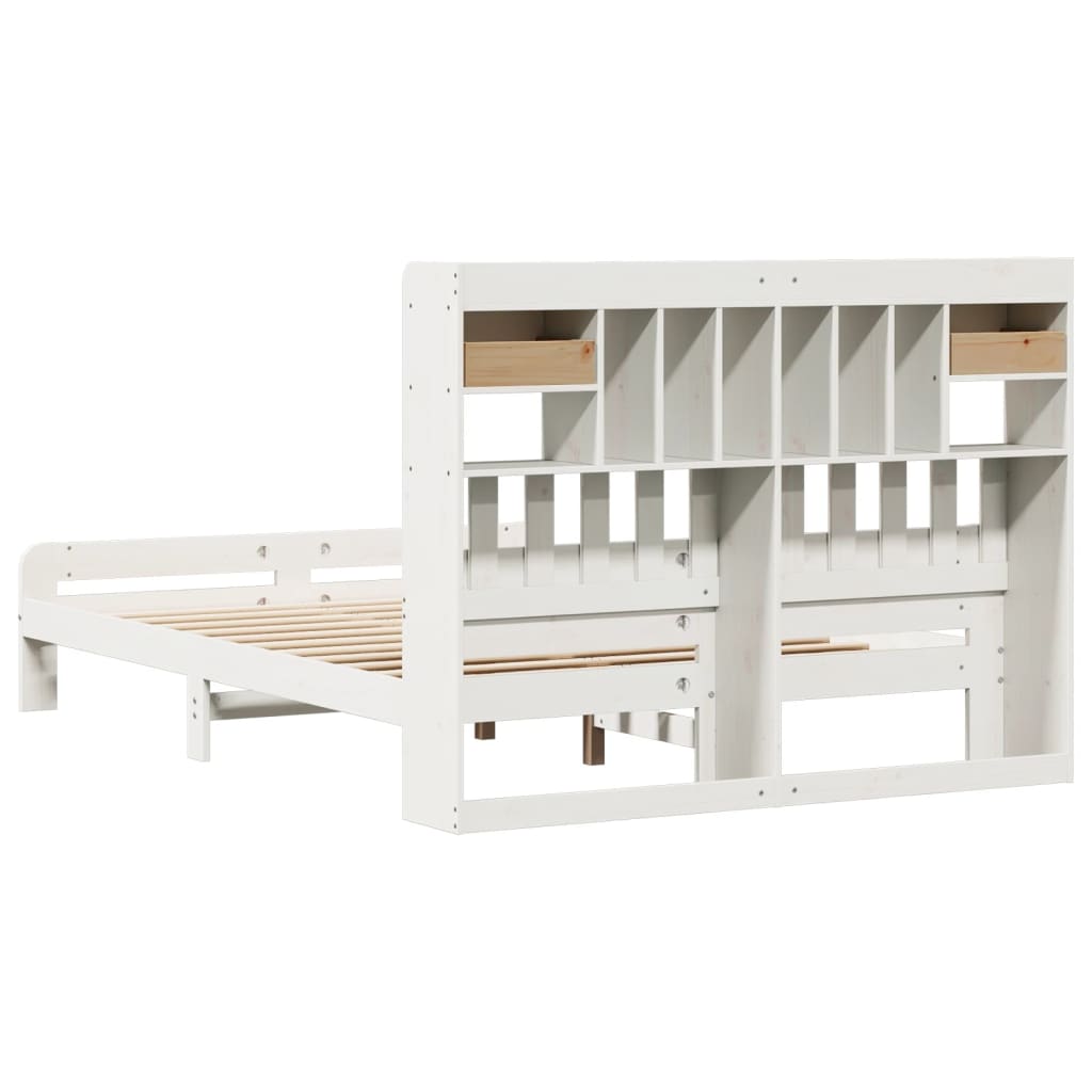 Bed met boekenkast zonder matras grenenhout wit 140x190 cm is nu te koop bij PeponiXL, paradijselijk wonen!