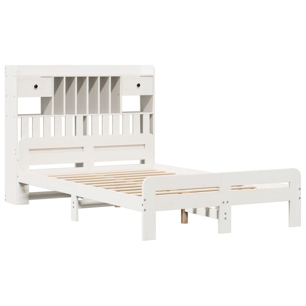 Bed met boekenkast zonder matras grenenhout wit 135x190 cm is nu te koop bij PeponiXL, paradijselijk wonen!