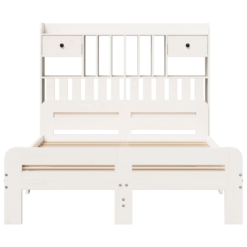 Bed met boekenkast zonder matras grenenhout wit 135x190 cm is nu te koop bij PeponiXL, paradijselijk wonen!
