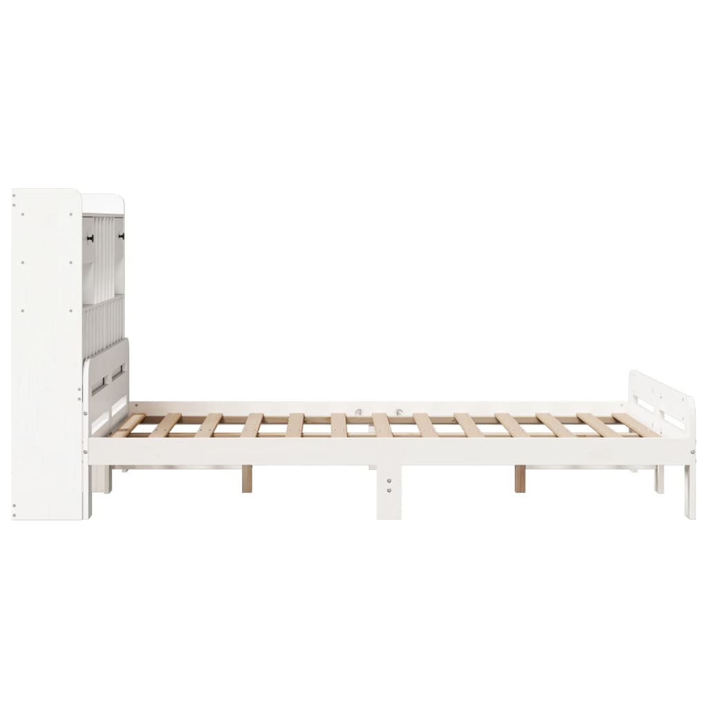 Bed met boekenkast zonder matras grenenhout wit 135x190 cm is nu te koop bij PeponiXL, paradijselijk wonen!