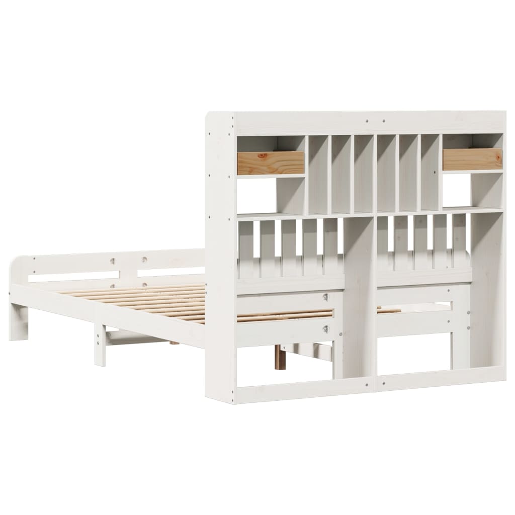 Bed met boekenkast zonder matras grenenhout wit 135x190 cm is nu te koop bij PeponiXL, paradijselijk wonen!