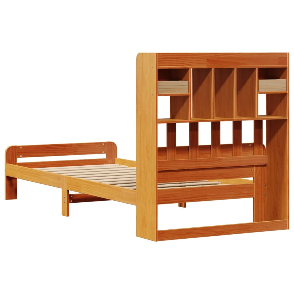 Bed met boekenkast zonder matras grenenhout wasbruin 75x190 cm is nu te koop bij PeponiXL, paradijselijk wonen!