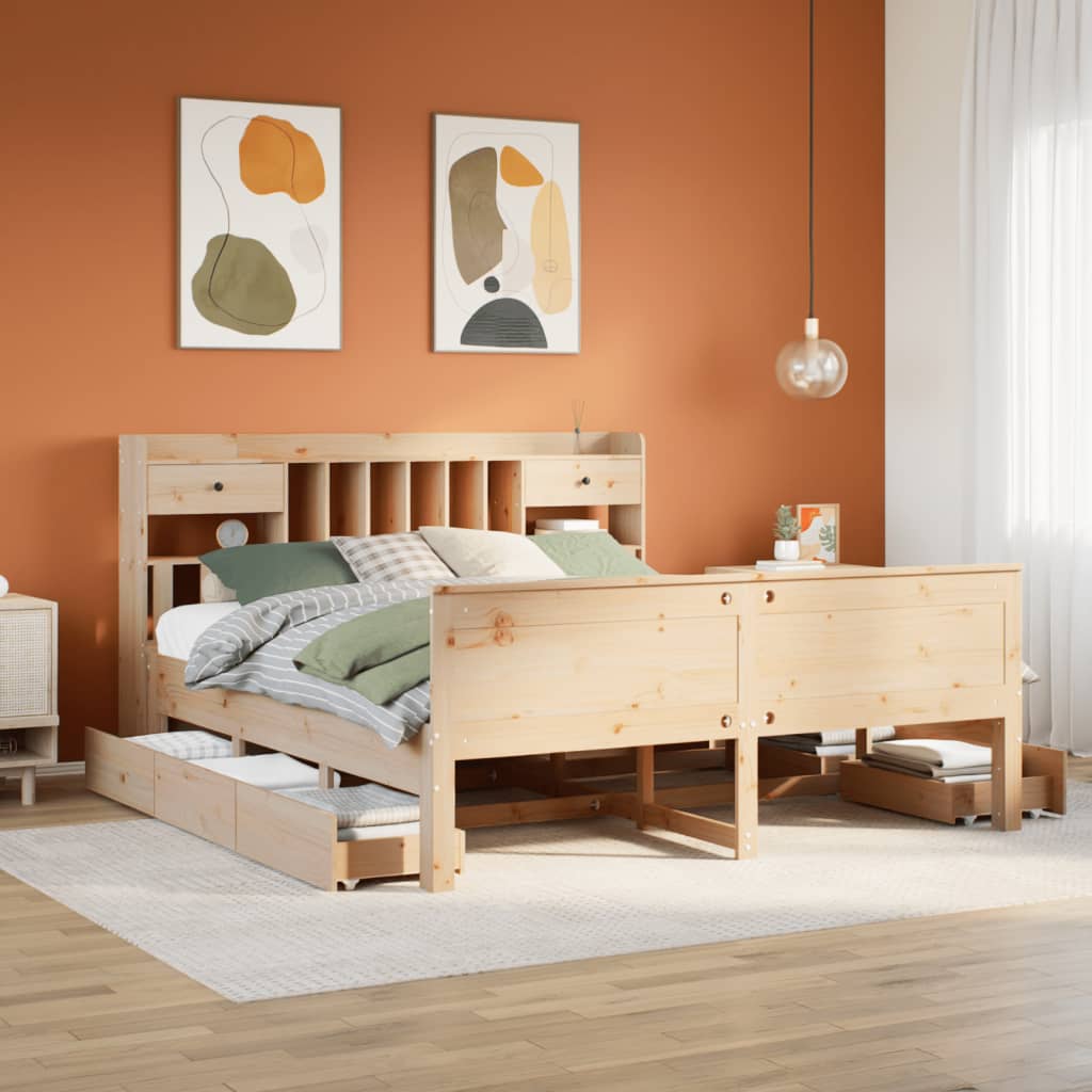Bed met boekenkast zonder matras massief grenenhout 180x200 cm is nu te koop bij PeponiXL, paradijselijk wonen!