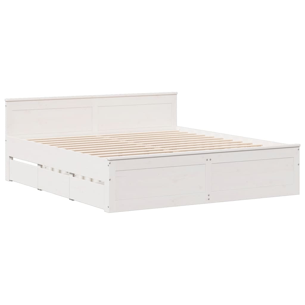Bed met boekenkast zonder matras grenenhout wit 180x200 cm is nu te koop bij PeponiXL, paradijselijk wonen!