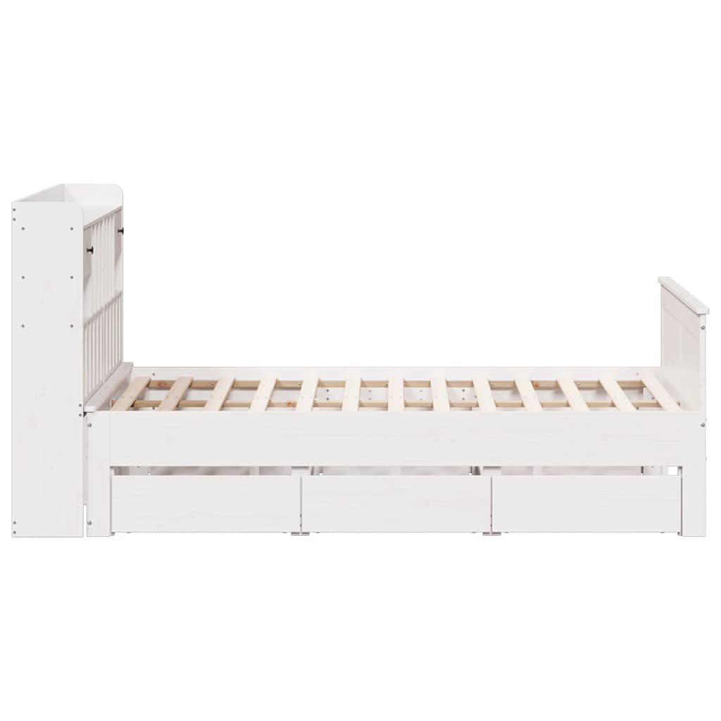 Bed met boekenkast zonder matras grenenhout wit 160x200 cm