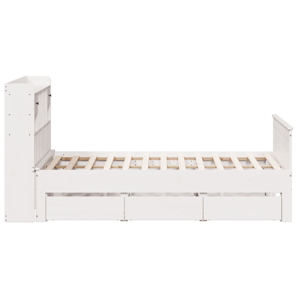 Bed met boekenkast zonder matras grenenhout wit 150x200 cm is nu te koop bij PeponiXL, paradijselijk wonen!