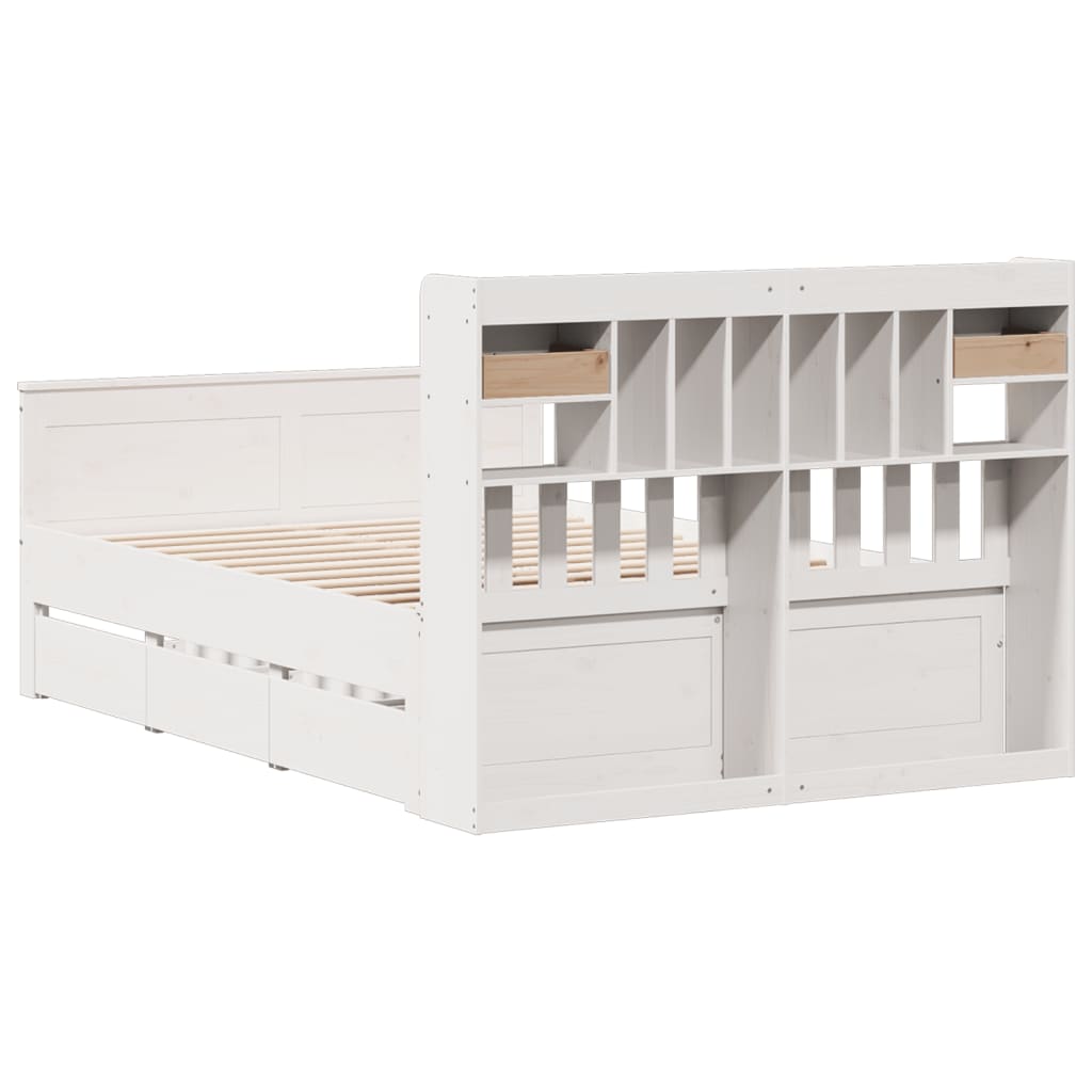 Bed met boekenkast zonder matras grenenhout wit 140x200 cm is nu te koop bij PeponiXL, paradijselijk wonen!