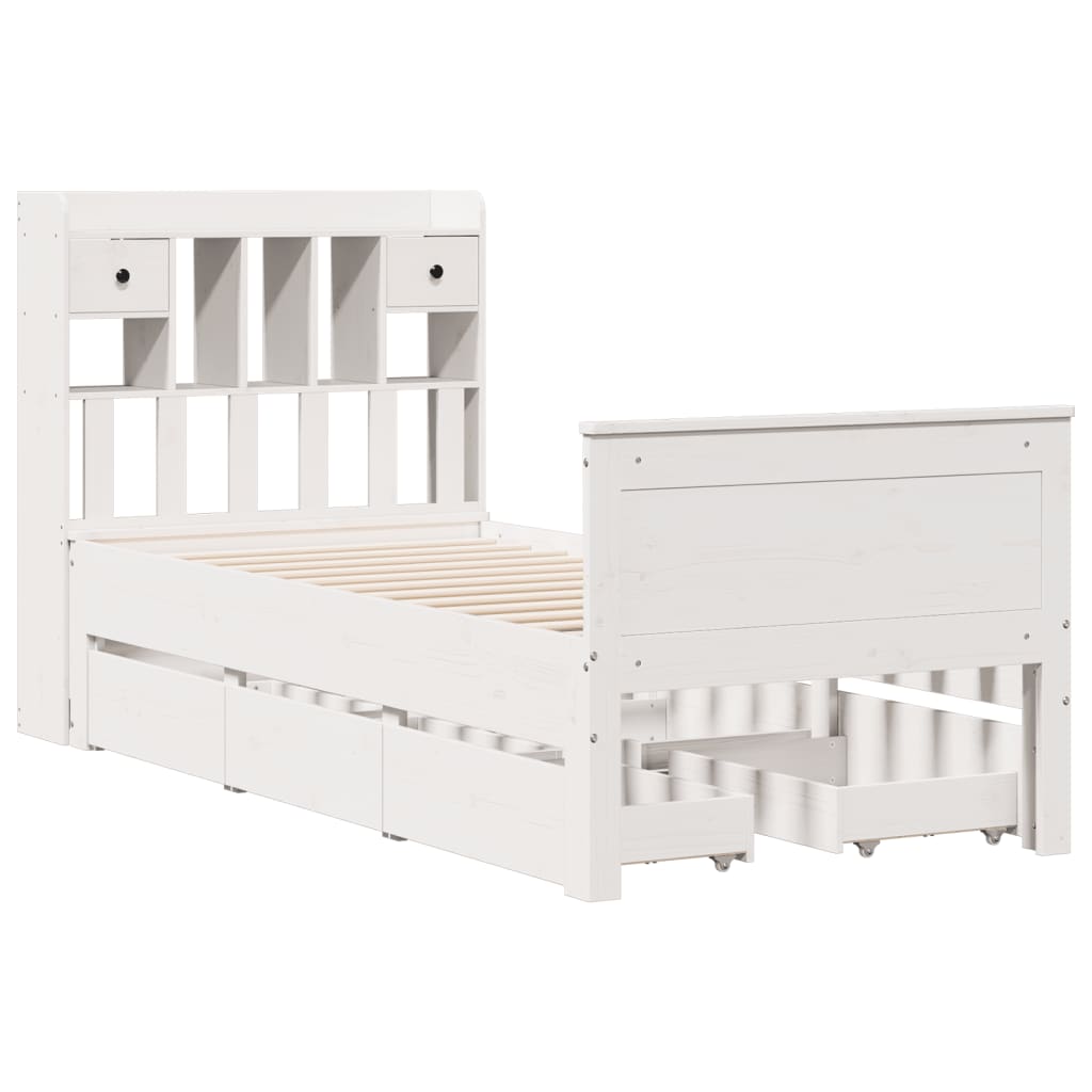 Bed met boekenkast zonder matras grenenhout wit 90x200 cm is nu te koop bij PeponiXL, paradijselijk wonen!