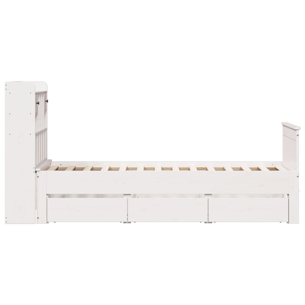 Bed met boekenkast zonder matras grenenhout wit 90x200 cm is nu te koop bij PeponiXL, paradijselijk wonen!